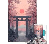 Rompecabezas de 1000 Piezas para Adultos y Adolescentes Puerta Torii Japonesa con Flores de Cerezo Rompecabezas para Adolescentes Juegos relajantes Decoración del hogar Interacción Entre (50x75cm)