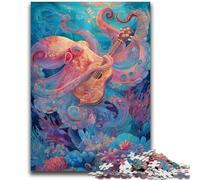 Rompecabezas de 1000 Piezas para Adultos y Adolescentes Pulpo Tocando la Guitarra Juegos educativos Decoración de Pared cumpleaños y Navidad 50x75cm