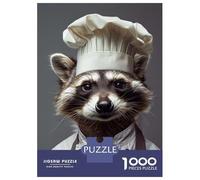 Rompecabezas De 1000 Piezas para Adultos Y Adolescentes Raccoon Chef Portrait Rompecabezas para Adultos Juego Práctico Una Obra De Arte Difícil Y Desafiante 52x38cm/1000pcs