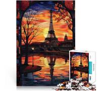 Rompecabezas de 1000 Piezas para Adultos y Adolescentes Reflejo del Atardecer en París para Mayores de 14 años Interacción Entre Padres e Hijos Regalos interesantes para Reducir el estrés
