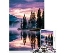 Rompecabezas de 1000 Piezas para Adultos y Adolescentes Reflejo del Lago Sereno al anochecer decoración del hogar Juguetes Obras de Arte Regalo Juegos Divertidos Mejora el Amor en Pareja 38x26cm