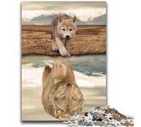 Rompecabezas de 1000 Piezas para Adultos y Adolescentes, Reflejo del Lobo del Desierto, Divertidos Regalos para la Familia y Amigos, para Mayores de 14 años, 50x75cm