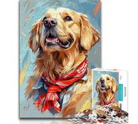 Rompecabezas de 1000 Piezas para Adultos y Adolescentes,Retrato de Golden Retriever,1000 Piezas para Adolescentes,Juegos educativos,decoración del hogar,Ideal para Decorar escritorios (38x26cm)