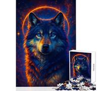Rompecabezas de 1000 Piezas para Adultos y Adolescentes Retrato de Lobo Celestial decoración del hogar Juguetes Obras de Arte Regalo Juegos Divertidos Mejora el Amor en Pareja tamaño 38x52cm