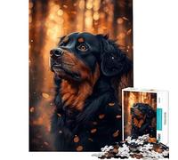 Rompecabezas de 1000 Piezas para Adultos y Adolescentes Retrato de Perro otoñal Rompecabezas para Adolescentes Juegos relajantes decoración del hogar interacción Entre Padres e Hijos (tamaño 38x26cm)