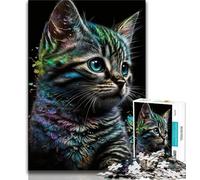 Rompecabezas de 1000 Piezas para Adultos y Adolescentes Retrato de un Hermoso Gato Rompecabezas para Adolescentes Alivia el estrés Pasa el Tiempo y Mejora el Amor en Pareja 26x38cm