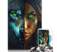 Rompecabezas de 1000 Piezas para Adultos y Adolescentes Rompecabezas de 1000 Piezas de Wolf Girl, con póster a Juego y Hoja de Trivia para Mayores de 14 años 26x38cm