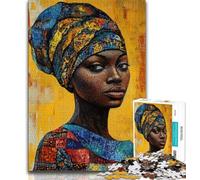 Rompecabezas de 1000 Piezas para Adultos y Adolescentes Rompecabezas de Arte de Mujer Africana Toda la Familia Adecuado para 14 38x26cm