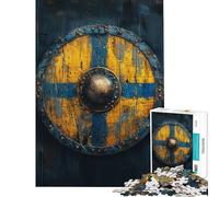 Rompecabezas de 1000 Piezas para Adultos y Adolescentes Rompecabezas de Escudo Vikingo para Adultos Juego Familiar de dificultad Alta (tamaño 38x52cm)