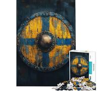Rompecabezas de 1000 Piezas para Adultos y Adolescentes Rompecabezas de Escudo Vikingo para Adultos Juego Familiar de dificultad Alta (tamaño 50x75cm)