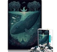 Rompecabezas de 1000 Piezas para Adultos y Adolescentes Rompecabezas de fantasía de Ballena Azul para Adolescentes con póster a Juego y Hoja de Trivia para Mayores de 14 años 75x50cm