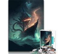 Rompecabezas de 1000 Piezas para Adultos y Adolescentes Rompecabezas de invasión de Monstruos para Adolescentes con póster a Juego y Hoja de Trivia para Mayores de 14 años 38x26cm