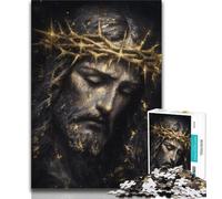 Rompecabezas de 1000 Piezas para Adultos y Adolescentes Rompecabezas de Jesús Dorado de 1000 Piezas Juegos Divertidos Cada Pieza es única Juego Familiar desafiante y Divertido 26x38cm