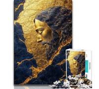 Rompecabezas de 1000 Piezas para Adultos y Adolescentes Rompecabezas de Jesús Dorado para Adultos Alivia el estrés Pasa el Tiempo en casa Lista de Deseos con Papá Noel 75x50cm
