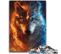 Rompecabezas de 1000 Piezas para Adultos y Adolescentes, Rompecabezas de Lobo de Hielo y Fuego para Adolescentes, Alivia el estrés, Pasa el Tiempo y Mejora el Amor en Pareja, 50x75cm