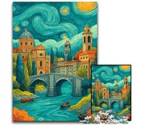 Rompecabezas de 1000 Piezas para Adultos y Adolescentes,Rompecabezas de Madera con Cielo Nocturno de Venecia para decoración del hogar,Juguete desafiante para la Familia, Noches,50x75cm
