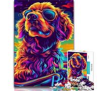 Rompecabezas de 1000 Piezas para Adultos y Adolescentes Rompecabezas de Perros de neón para Adolescentes Noches de Juegos Juguete Colorido para el hogar Regalo de 26x38cm