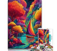 Rompecabezas de 1000 Piezas para Adultos y Adolescentes, Rompecabezas psicodélicos de Barco, Juegos Familiares desafiantes, Juguetes de Bricolaje para Decorar la Pared del hogar (tamaño 38x26cm)