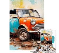 Rompecabezas de 1000 Piezas para Adultos y Adolescentes Rompecabezas Retro Mini Cooper para Adultos Juego Familiar Decoración de Pared cumpleaños y Navidad (tamaño 38x26cm)
