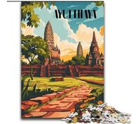 Rompecabezas de 1000 Piezas para Adultos y Adolescentes, ruinas de Ayutthaya, Juguetes educativos, Juegos para aliviar el estrés, interacción Entre Padres e Hijos, 50x75cm