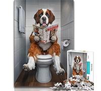 Rompecabezas de 1000 Piezas para Adultos y Adolescentes: San Bernardo en el baño, Arte al carboncillo para Pasar el rato en casa y Decorar el hogar (75x50cm)