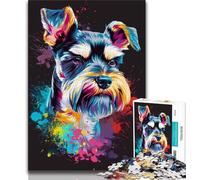 Rompecabezas de 1000 Piezas para Adultos y Adolescentes Schnauzer Miniatura DJ Neon Ideal para Decorar tu Escritorio a Partir de 14 años (tamaño 75x50cm)