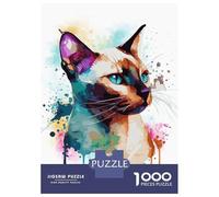 Rompecabezas De 1000 Piezas para Adultos Y Adolescentes Siamese Watercolor Cat Rompecabezas para Adultos Juegos Familiares Análisis Y Lógica Regalos De Cumpleaños Y Únicos 38x26cm/1000pcs