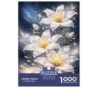 Rompecabezas De 1000 Piezas para Adultos Y Adolescentes Sparkling White Lilies in Cosmic Rompecabezas para Adultos Juegos Familiares Análisis Y Lógica Regalos De Cumpleaños Y Únicos 38x26cm/1000pcs