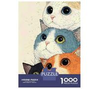 Rompecabezas De 1000 Piezas para Adultos Y Adolescentes Stack of Four Cute Cats Illustration Rompecabezas para Adultos Juegos Familiares Decoración De Pared Difícil Y Desafiante 70x50cm/1000pcs