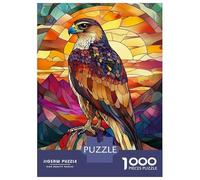 Rompecabezas De 1000 Piezas para Adultos Y Adolescentes Stained Glass Falcon Rompecabezas para Adultos Juegos Familiares Análisis Y Lógica Regalos De Cumpleaños Y Únicos 70x50cm/1000pcs
