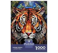 Rompecabezas De 1000 Piezas para Adultos Y Adolescentes Stained Glass Tiger Portrait Rompecabezas Juego De Ingenio Difícil Regalos De Cumpleaños Y Únicos 52x38cm/1000pcs