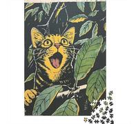 Rompecabezas De 1000 Piezas para Adultos Y Adolescentes Surprised Cat in Jungle Art Print Rompecabezas para Adultos Juegos Familiares Decoración De Pared Difícil Y Desafiante 38x26cm/1000pcs