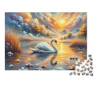 Rompecabezas De 1000 Piezas para Adultos Y Adolescentes Swan Lake Sunset Rompecabezas para Adultos Juegos Relajantes Mejora La Memoria Regalos De Cumpleaños Y Únicos 52x38cm/1000pcs