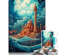 Rompecabezas de 1000 Piezas para Adultos y Adolescentes Taj Mahal navegando sobre Las Olas Toda la Familia a Partir de los 14 años (tamaño 75x50cm)