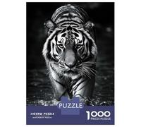 Rompecabezas De 1000 Piezas para Adultos Y Adolescentes Tiger in Water Black and White Photo Rompecabezas para Adultos Juegos Familiares Decoración De Pared Difícil Y Desafiante 38x26cm/1000pcs