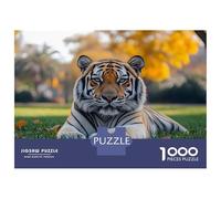Rompecabezas De 1000 Piezas para Adultos Y Adolescentes Tiger Resting in A Grassy Field Rompecabezas para Adultos Juegos Relajantes Mejora La Memoria Regalos De Cumpleaños Y Únicos 52x38cm/1000pcs