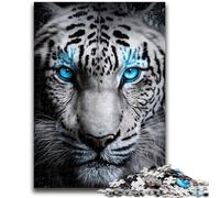 Rompecabezas de 1000 Piezas para Adultos y Adolescentes, Tigre Blanco de Ojos Azules, diseño Vibrante y único, Experiencia Relajante y desafiante, 50x75cm