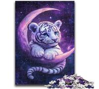 Rompecabezas de 1000 Piezas para Adultos y Adolescentes, Tigre en la Luna, para Juego Educativo, Juguete de desafío, decoración única para el hogar y Regalos, 26x38cm