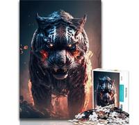 Rompecabezas de 1000 Piezas para Adultos y Adolescentes Tigre en Llamas 1000 Piezas para Adultos para Pasar el rato en casa con Piezas de Formas aleatorias Totalmente entrelazadas 38x26cm