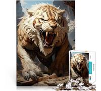Rompecabezas de 1000 Piezas para Adultos y Adolescentes Tigre Feroz Hecho de cartón para Mayores de 14 años Juego Educativo para familias Regalo Educativo de Aprendizaje tamaño:26x38cm