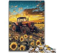 Rompecabezas de 1000 Piezas para Adultos y Adolescentes: Tractor en un Campo de Girasoles Diseño Vibrante y único Experiencia Relajante y desafiante 38x26cm