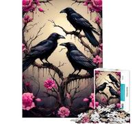 Rompecabezas de 1000 Piezas para Adultos y Adolescentes Tres Cuervos en un rosal Rompecabezas para Adultos Juego Familiar dificultad difícil (tamaño 38x52cm)