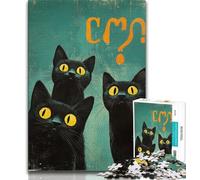 Rompecabezas de 1000 Piezas para Adultos y Adolescentes: Tres Gatos Negros Difícil de completar, Pero Divertido y Divertido Una Obra de Arte para niños a Partir de 14 años 38x26cm