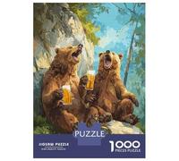 Rompecabezas De 1000 Piezas para Adultos Y Adolescentes Two Bears Drinking Beer Rompecabezas para Adultos Juegos Familiares Decoración De Pared Difícil Y Desafiante 38x26cm/1000pcs