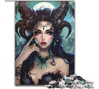 Rompecabezas de 1000 Piezas para Adultos y Adolescentes: una Bella Dama Demonio con alas Desafío difícil para aliviar el estrés Cada Pieza es única Juego Familiar desafiante y Divertido 38x26cm