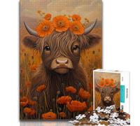 Rompecabezas de 1000 Piezas para Adultos y Adolescentes Vaca de Las Tierras Altas Interacción Entre Padres e Hijos para Reducir el estrés (tamaño 38x26cm)