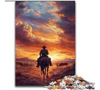 Rompecabezas de 1000 Piezas para Adultos y Adolescentes: Vaqueros al Atardecer Un Juego desafiante para Disfrutar en Familia con Piezas aleatorias Que encajan Perfectamente (tamaño 50x75cm)