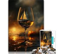 Rompecabezas de 1000 Piezas para Adultos y Adolescentes, velero en una Copa de Vino, Juguetes educativos, Juegos Familiares, cumpleaños, 75x50cm