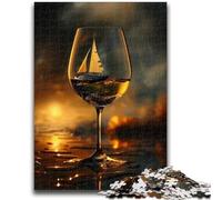Rompecabezas de 1000 Piezas para Adultos y Adolescentes: Velero en una Copa de Vino, Vacaciones en casa, Pasa el Tiempo con Piezas aleatorias Totalmente entrelazadas, 26x38cm