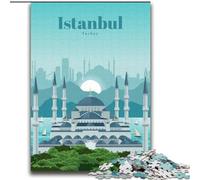 Rompecabezas de 1000 Piezas para Adultos y Adolescentes, Viaje a Estambul, Juguetes de Entretenimiento Familiar con póster y Hoja de Trivia a Juego (38x52cm) 1000 Piezas